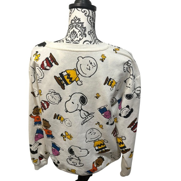 Peanuts White Crewneck Sweater with Multicolor Character Print - Picture 2 of 7